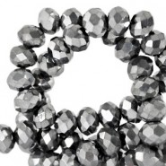 Top Facet kralen 4x3mm disc Grey metallic-pearl shine coating